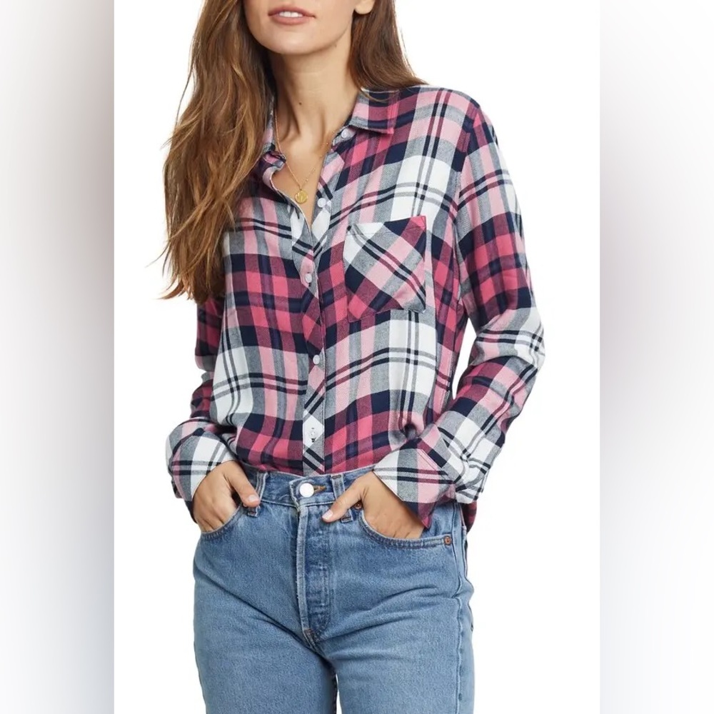 RAILS Women’s Hunter Pink Plaid Button Up Long Sleeved Shirt Size XS